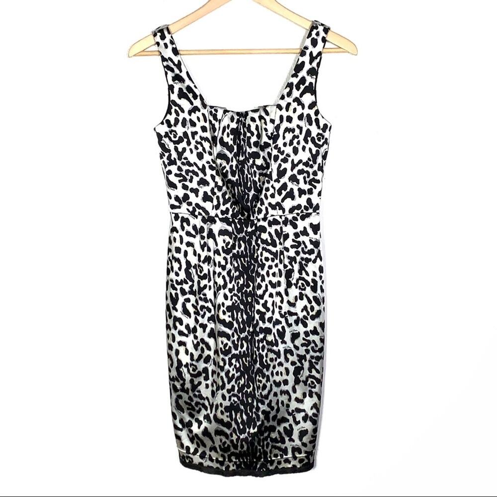 White House Black Market Black and White Animal Print Dress